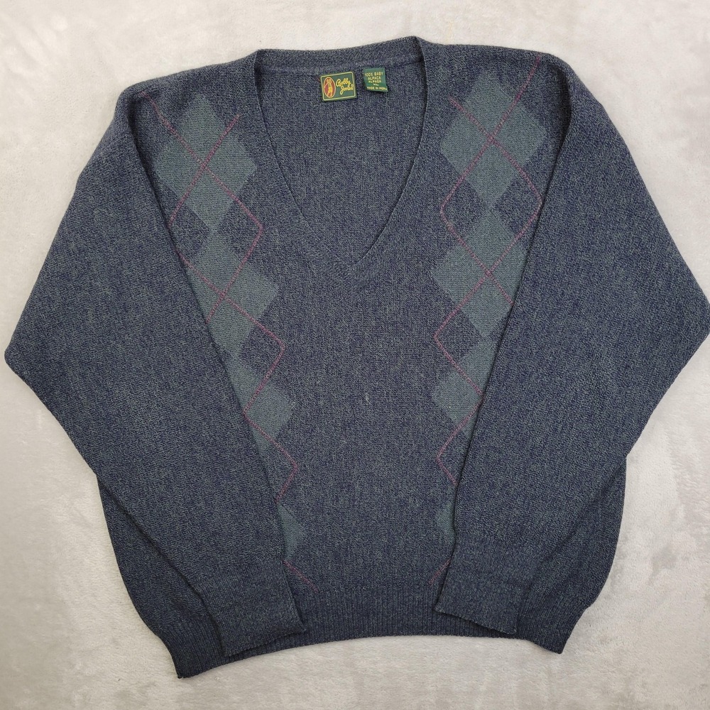 Bobby‎ Jones Sweater Mens XL Argyle 100 Baby Alpaca V Neck Pullover Golf Classic
